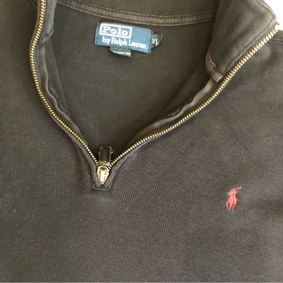 Ralph Lauren Polo Black 1/4 zip pullover sweatshirt Shirt Heavy Cotton Knit XL - Picture 6 of 7